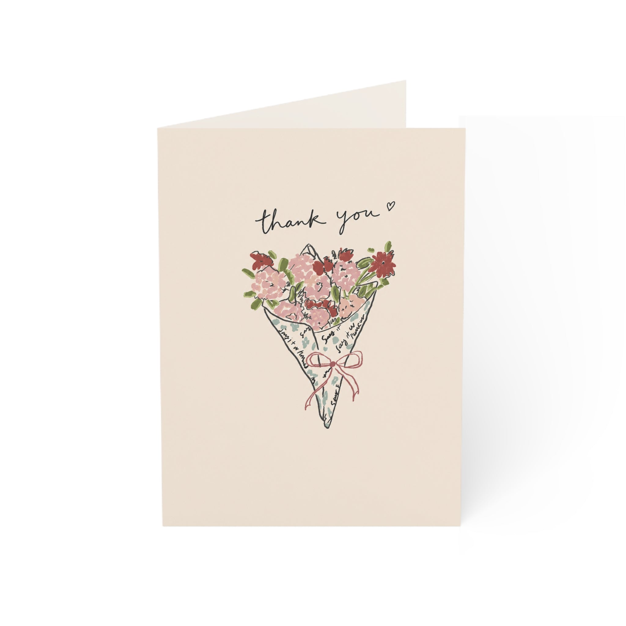 Thank You Floral Bouquet Greeting Card — Pack of 1/10/30/50