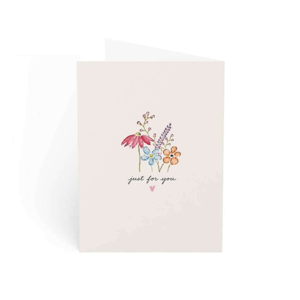 Floral Birthday Greeting Cards — Watercolor Wildflower "Happy Birthday" & "Just For You" Packs (1/10/30/50)