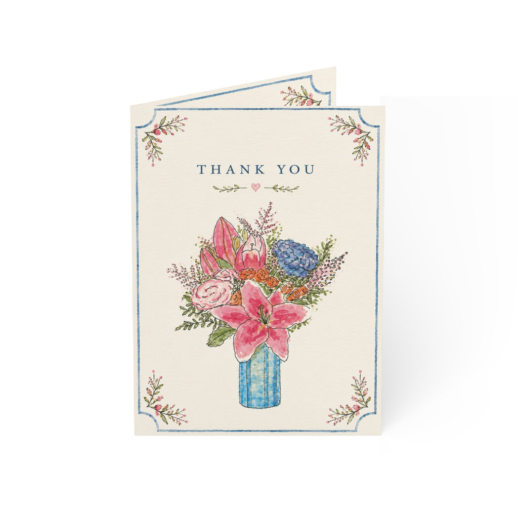 Thank You Floral Greeting Cards — Bouquet Watercolor Note Cards (1/10/30/50pcs)
