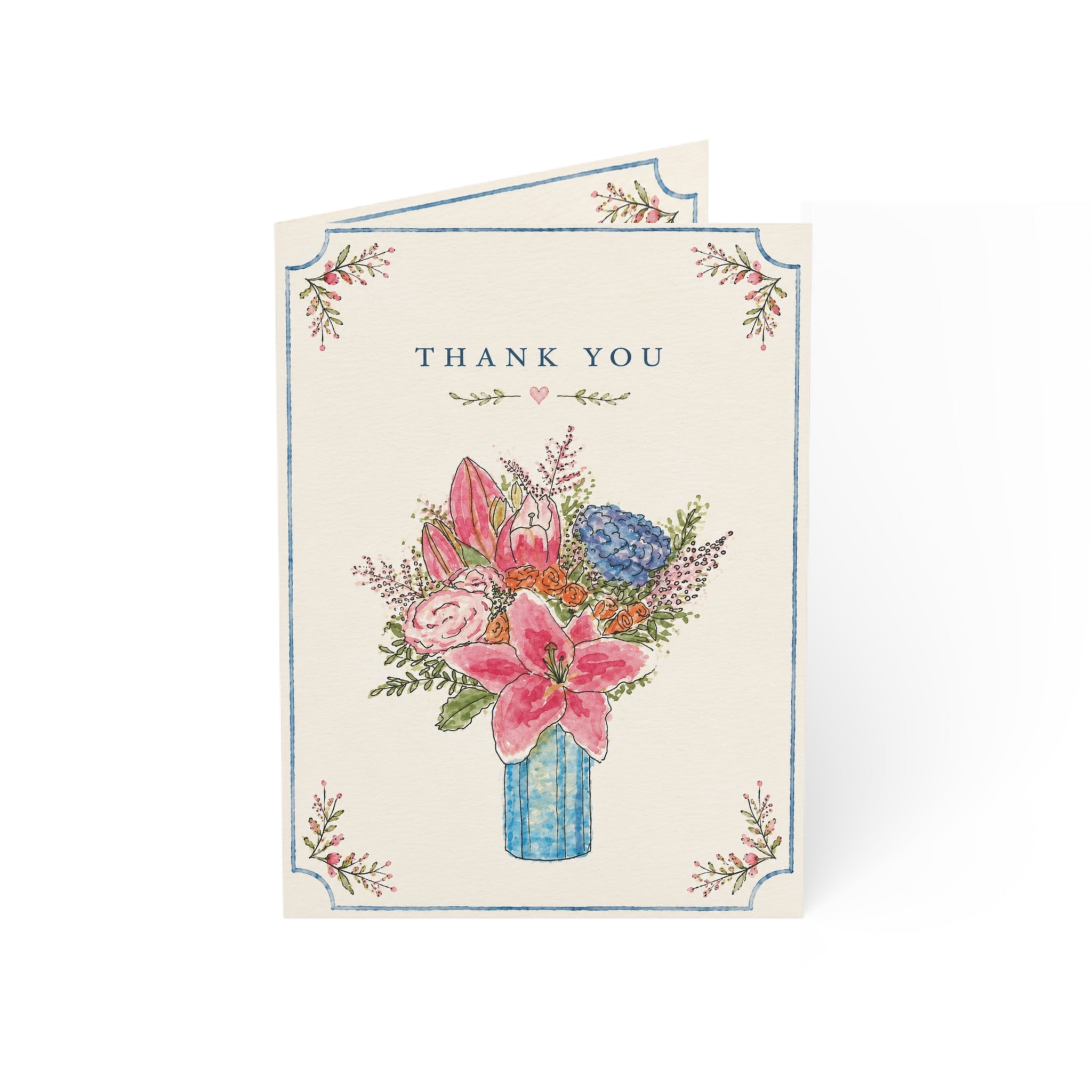 Thank You Floral Greeting Cards — Bouquet Watercolor Note Cards (1/10/30/50pcs)