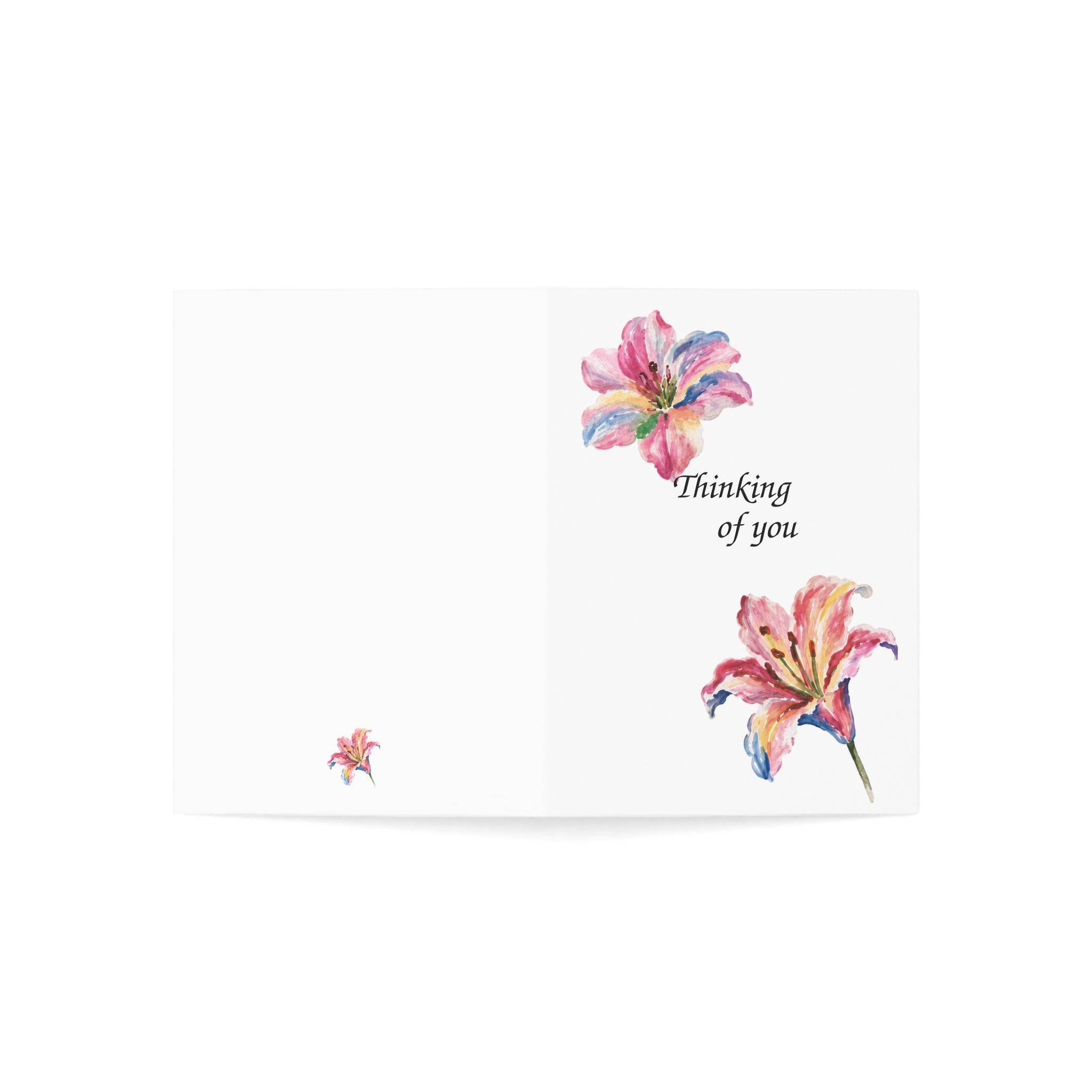 Thinking of You Floral Greeting Card — Watercolor Lily Sympathy & Encouragement Card (Pack of 1/10/30/50)