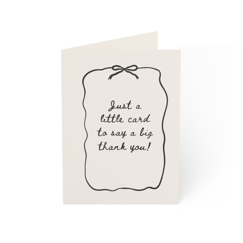Thank You Greeting Card — Minimal Handwritten Note with Ribbon Accent