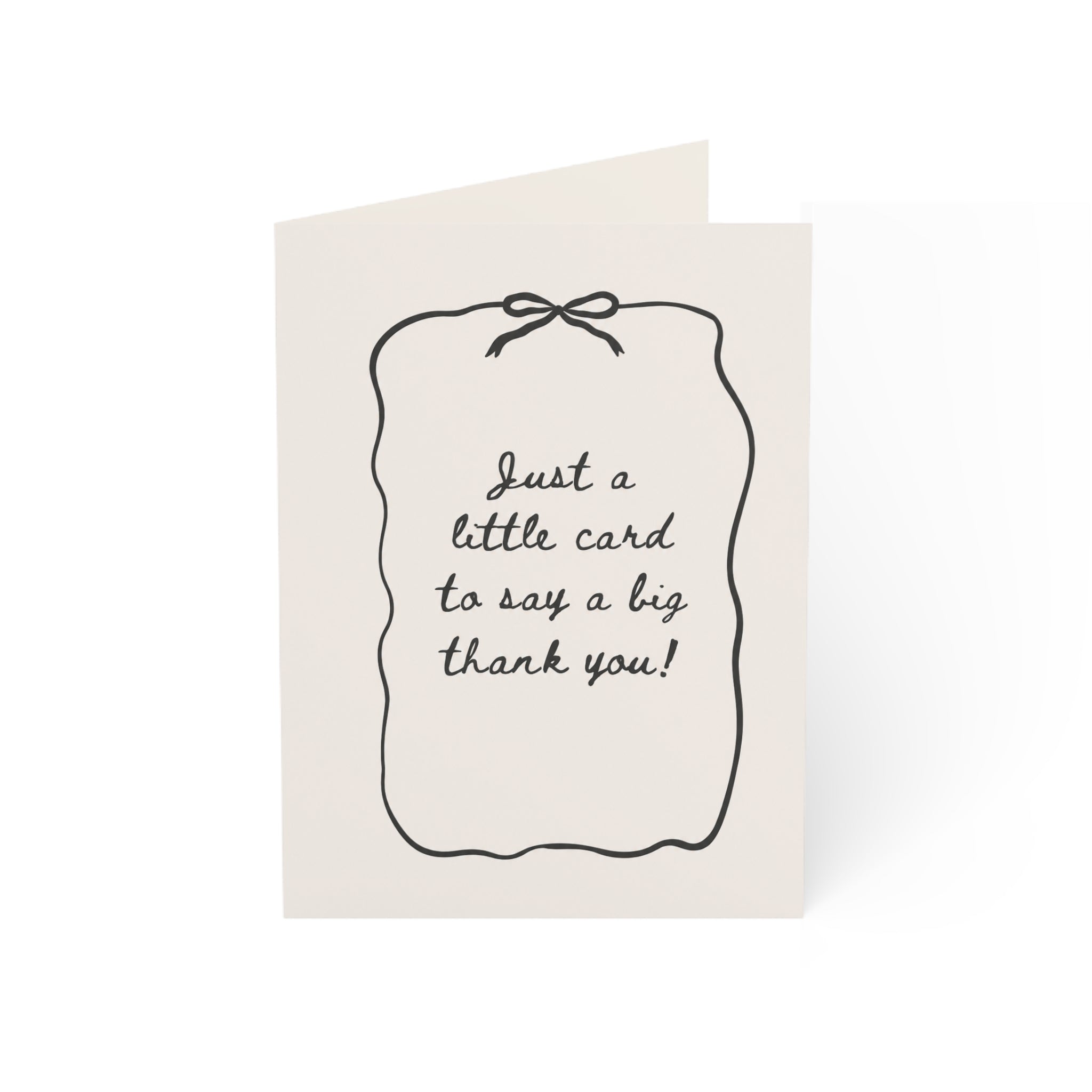 Thank You Greeting Card — Minimal Handwritten Note with Ribbon Accent