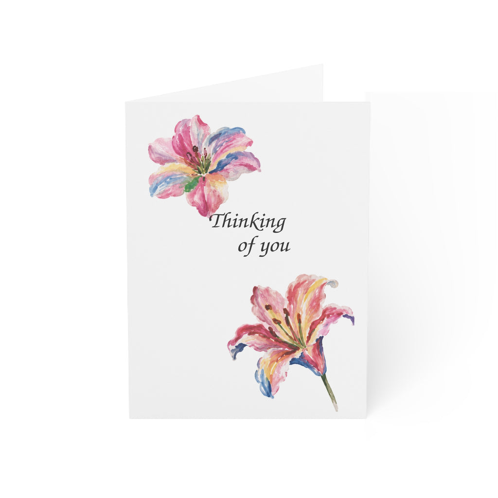 Thinking of You Floral Greeting Card — Watercolor Lily Sympathy & Encouragement Card (Pack of 1/10/30/50)