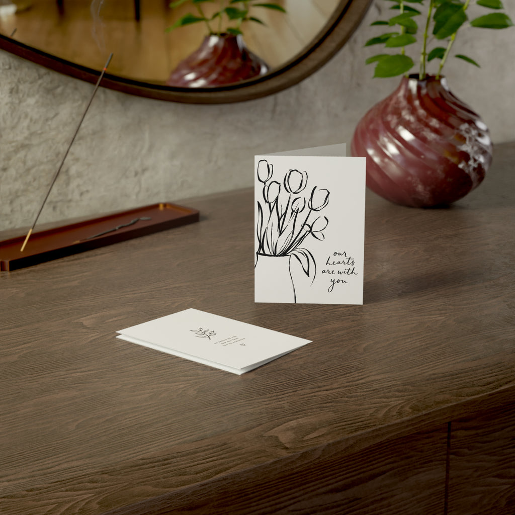 Sympathy Greeting Cards — 'Our Hearts Are With You' Condolence Note Cards (Pack of 1, 10, 30, 50)