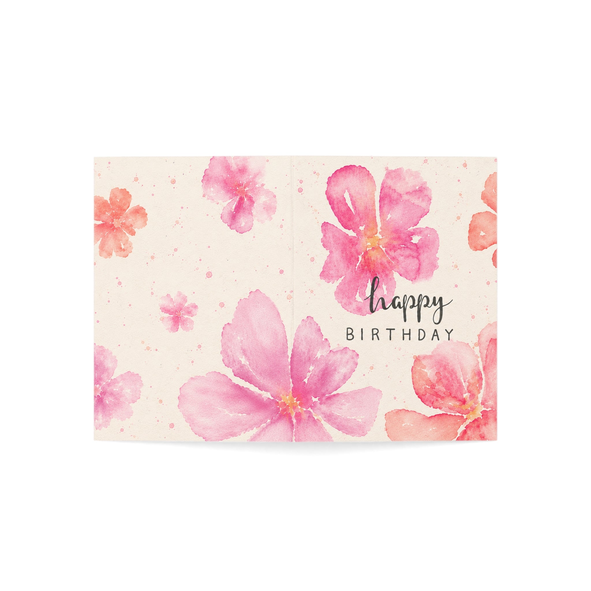 Birthday Cards — Pink Watercolor Floral Greeting Cards (Pack of 1, 10, 30, 50)