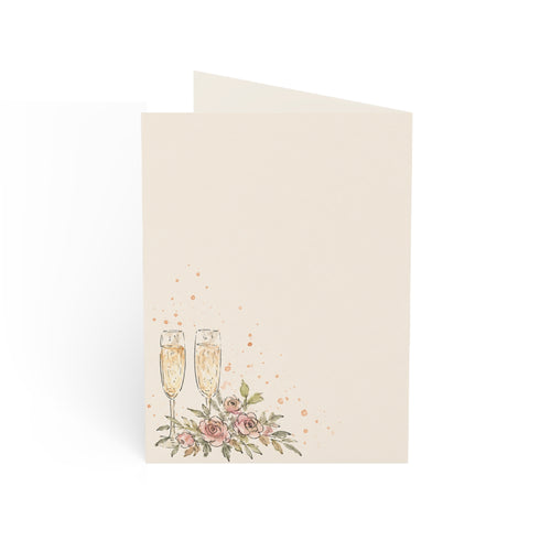 Birthday Greeting Card — Elegant Cake & Champagne Design (1–50 pcs)