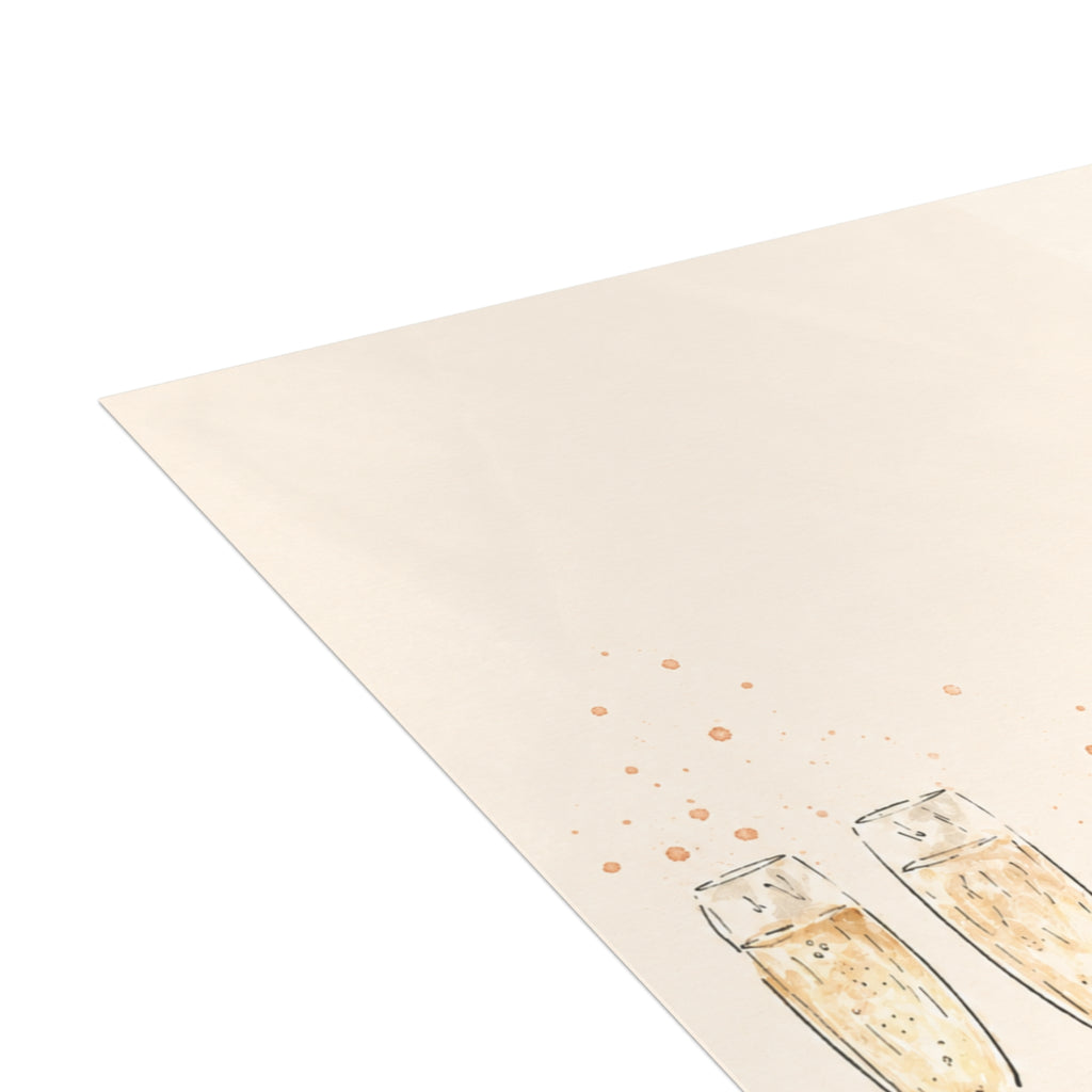 Birthday Greeting Card — Elegant Cake & Champagne Design (1–50 pcs)