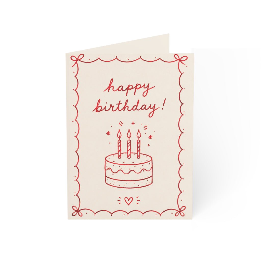 Birthday Greeting Card — Hand‑drawn Cake Design (Single or Bulk Packs)